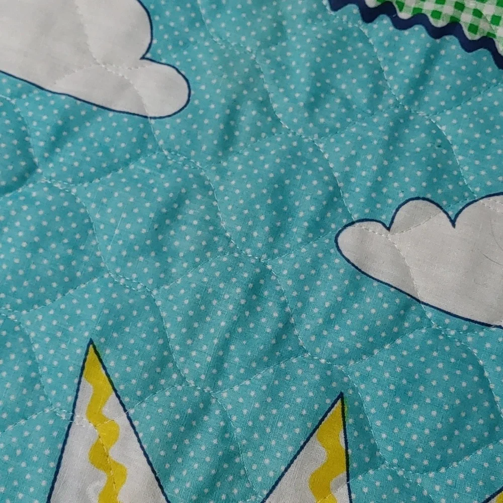 "Thats Our Baby" Quilted Baby Blanket with Train and Animals 33.5" L × 42" H - Picture 5 of 6